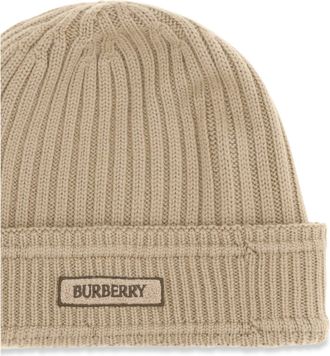 Burberry Mens Wool Beanie Sand Merino Hat