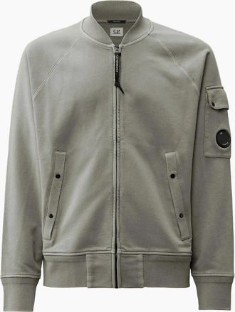 C.P. Company Mens Diagonal Fleece Resist Dyed Zipped Lens Sweatshirt - Stormy Weather - Size: 38