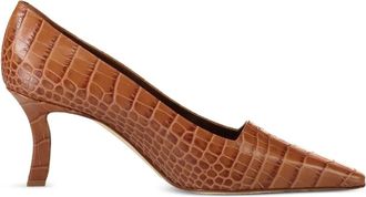 Manolo Blahnik 70 mm Morailo pumps met krokodillen-reliëf - Bruin