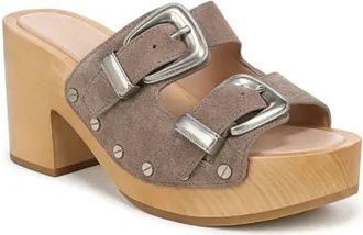 Veronica Beard Halifax-2 Leather Slide Sandal in Bark Suede at Nordstrom, Size 8.5
