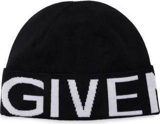 Givenchy Logo Wool Beanie in Black White at Nordstrom Rack