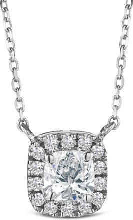 The Diamond Store Lumia Cushion Cut Lab Diamond Halo Pendant 0.65ct F/VS in 9K White Gold