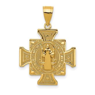 Diamond2Deal 14k Yellow Gold San Benito 2-Sided Cross Pendant