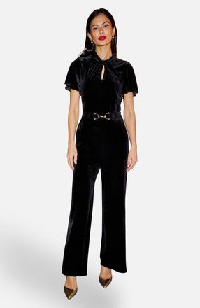 Yumi Velvet Buckle Detail Jumpsuit in Black at Nordstrom, Size 12