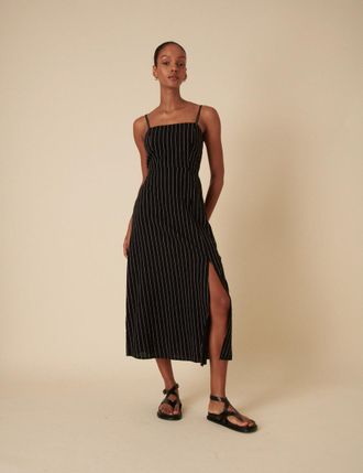 Nobody's Child Black Striped Maddie Midi Dress