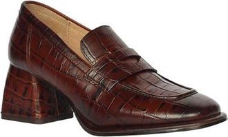 SaintG Viviana Croc Embossed Pump in Chocolate at Nordstrom, Size 10Us