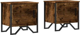 vidaXL Vidaxl - Mesitas noche 2 uds madera ingeniería roble ahumado 40x30x40 cm