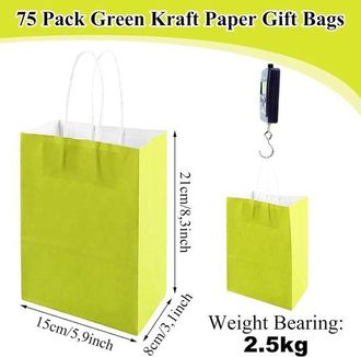 OEM 10 Bolsas De Papel Kraft Con Asa, 15 X 8 X 21 Cm, Bolsa De Papel Verde, Bolsa De Papel Peque&ntilde;a Para Envoltorio De Regalo