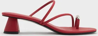 Charles & Keith Metallic-Accent Strappy Toe-Ring Heeled Sandals