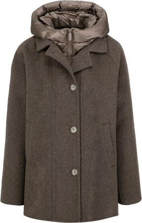 Bomboogie Cappotto bimateriale in lana effetto alpaca double-face - - Coats - Donna - Marrone - XL