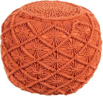 Beliani Beliani - Puf Boho Redondo De Punto De Algod&oacute;n Otomana Decoraci&oacute;n De Sala De Estar Asiento Extra 40 X 40 Cm Naranja Berkane