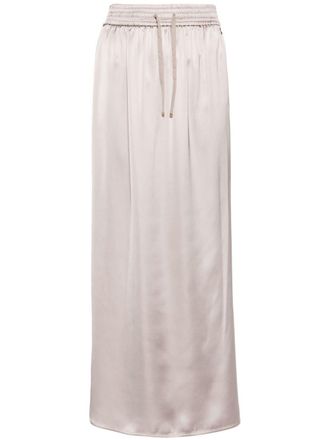 Herno drawstring-waist satin midi skirt - Neutrals