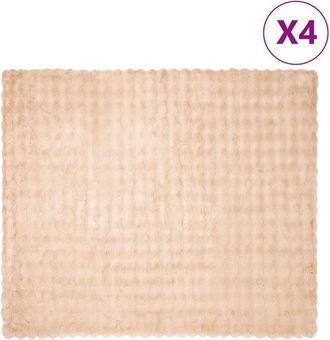 vidaXL Faux Rabbit Fur Blanket 4 pcs Beige 240 x 270 cm Polyester vidaXL