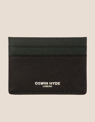 Oswin Hyde Mens Holborn Green Card Holder - Black
