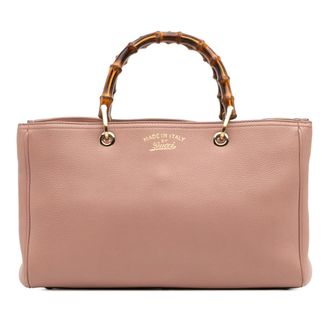 Gucci Pre-owned Womens Bamboo Tote Bag - Rose Gold Leather - One Size
