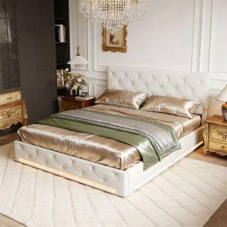 OEM Cama 140x190 Cm, 11sm, Led Rgb, Hidr&aacute;ulica, Escandinava, Cama Para Adultos, Estructura De Cama Doble 140x190 Cm, Lino, Beige