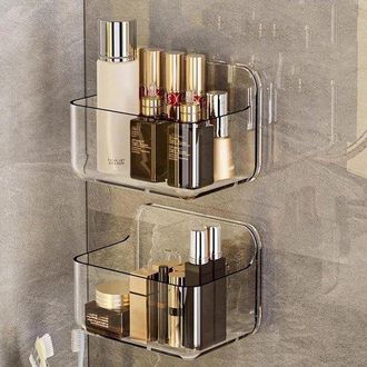 No Brand 2 Estantes De Ducha Transparentes Sin Taladrar - Organizador De Ba&ntilde;o De Pared - Cestas De Ducha De Pl&aacute;stico Para Ba&ntilde;o Y Cocina