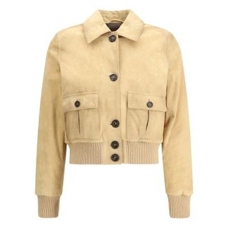 Valstar Bomber Jackets, female, Beige, Size: S Valstarino Suede Jacket