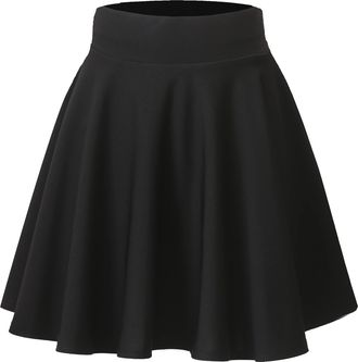 Hoerev Womens Athletic Skirts Stretchy Flared Mini with Shorts, Elastic Waistband with Pockets,Black,XX-Large