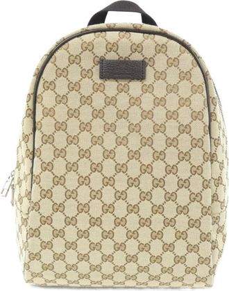 Gucci Beige Brown Gg Canvas Backpack (Pre-Owned)