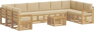 vidaXL Conjunto De Sof&aacute;s De Exterior 8 Uds. Blanco Y Beige Poli&eacute;ster Vidaxl