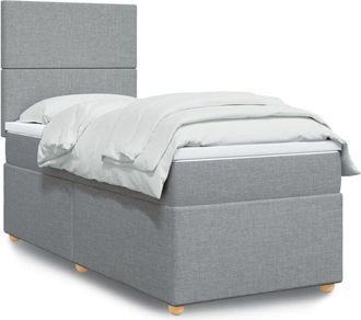 vidaXL Vidaxl - Cama Box Spring Con Colch&oacute;n Tela Gris Claro 80x200 Cm