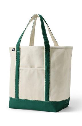 Lands End Lands End Canvas Open Top Tote Bag Regular & Long Handle Carry All - Stylish for Work Travel Beach Errands Great Gift in