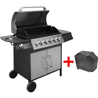vidaXL Vidaxl - Barbecue e Griglia a Gas 6+1 Fornelli Nero e Argento