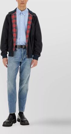 Baracuta slim fit jacket with ribbed finish