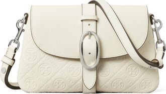 Tory Burch Small T Monogram Soft Pebble Leather Shoulder Bag in Warm White at Nordstrom