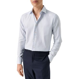 Eton Contemporary Fit Semi Solid Dress Shirt in Light Blue at Nordstrom, Size 15.5