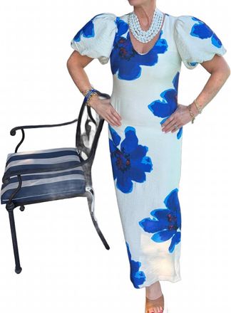 Glam Santorini Skies Maxi Dress In Blue Floral