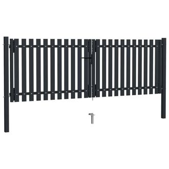 Berkfield Home Double Door Fence Gate Steel 306x150 cm Anthracite in Dark Grey