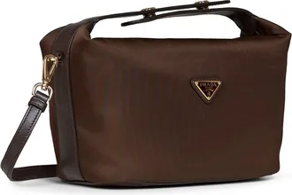 Prada Womens Handbag Ch&eacute;rie Mini Brown Recycled Polyamide Handbags Hand Bags
