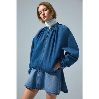 H&M Gathered bomber jacket in Denim Blue at Nordstrom, Size Xx-Small