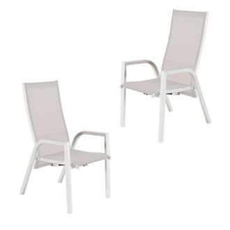 ED&Egrave;N JARD&Iacute; Pack 2 sillones sillones para jard&iacute;n reclinables y ajustables blanco
