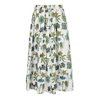 Fay Midi Skirts, female, White, Size: XS Printed Poplin Midi Skirt