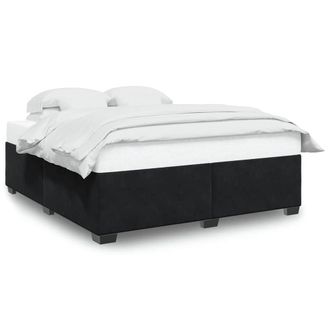 Berkfield Home Bed Frame without Mattress Black&not;Super King Velvet in Black | Size: Super King