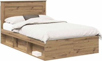 vidaXL Bed Frame Artisian Oak 120 x 190 cm Solid Pine Wood vidaXL