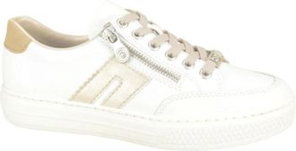 Rieker Gouden en witte sneaker met uniek ontwerp - Dames - Sneakers - Wit - 38 EU - Schoenen