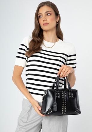 Wittchen Dames eco-leren aktetas met kwastje, zwart