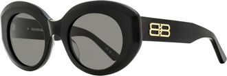 Balenciaga BB0235S Distressed-Finish Oval Sunglasses - Black