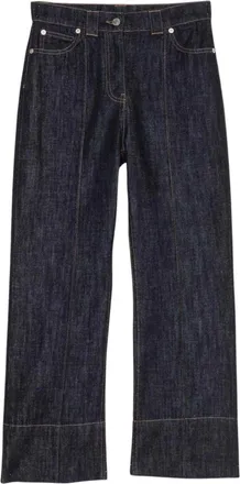 Twinset Wide Jeans, female, Blue, W28, Dark Denim Cropped Straight Leg Jeans