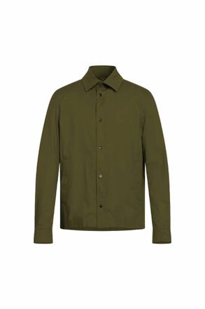 Herno Mens Long Sleeve Button Up Shirt Jacket In Dark Military Green