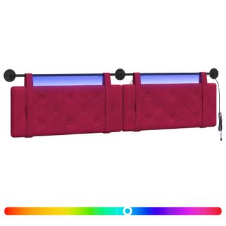 vidaXL Cabecero Colgante Con Luz Led Rojo Vino Terciopelo Vidaxl