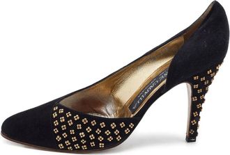 Rene Caovilla pre-owned 95mm studded suede pumps - Black