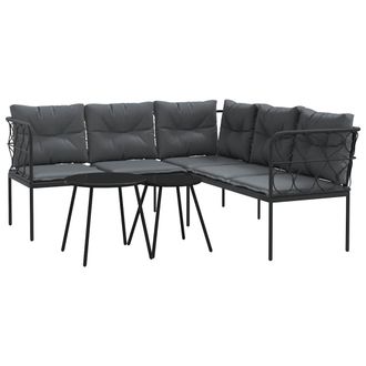 vidaXL Vidaxl - Set Divano Da Giardino Con Cuscini Nero Acciaio E Textilene