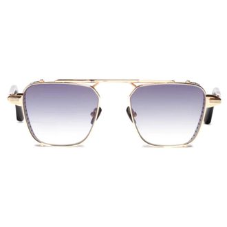 John Dalia Scotty Geometric Gold-tone Sunglasses with Gradient Blue Lenses