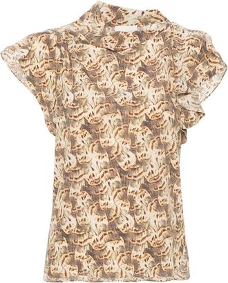 Isabel Marant Valency asymmetric blouse - women - Elastane/Silk - 36 - Neutrals