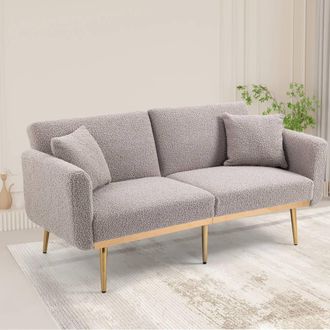 Direct Wicker Modern Teddy Fabric 2-seater Sofa with 3-speed Adjustable Backrest in Grey | Size: 2 Seater